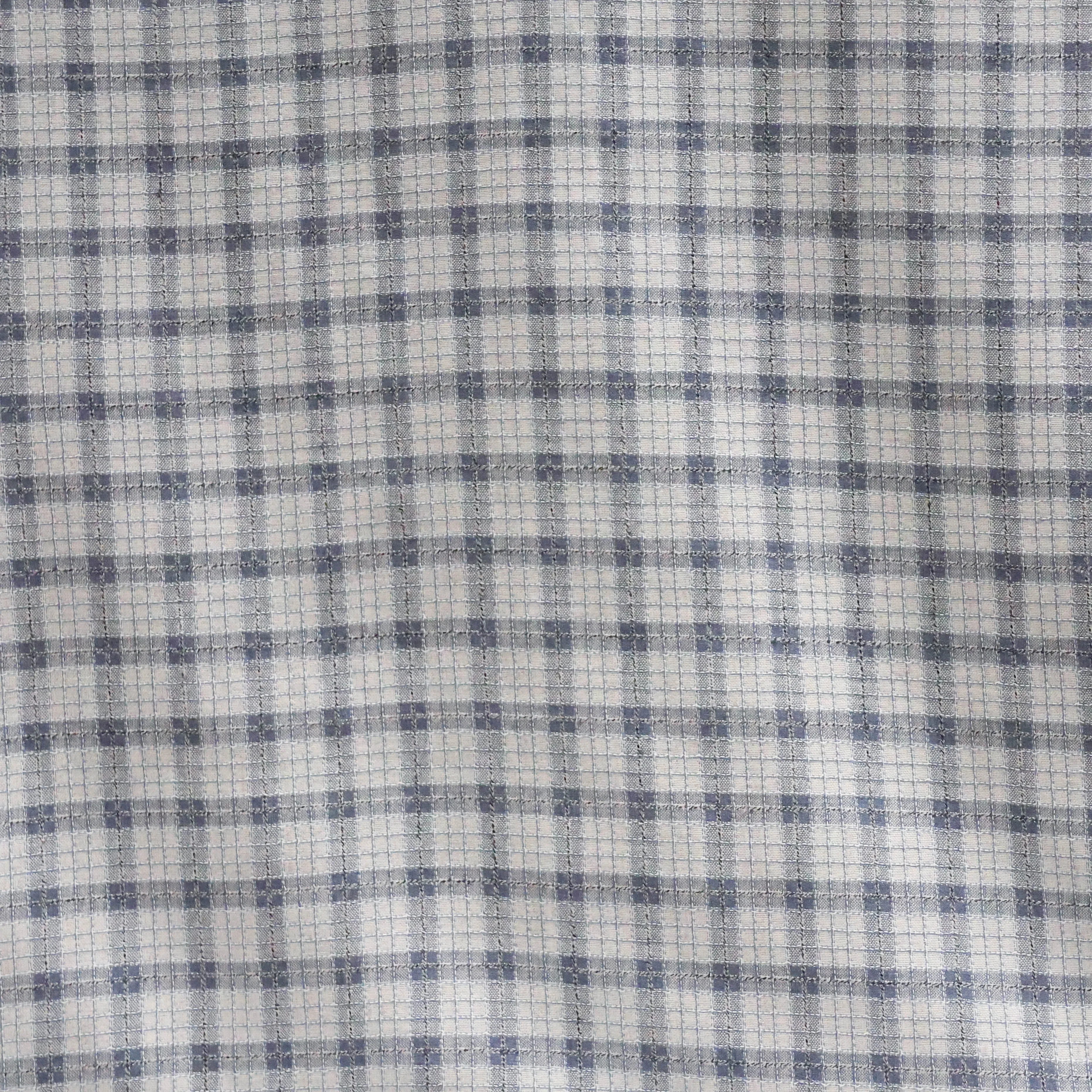 Viscosemengeling blauw grijs met ruitenpatroon